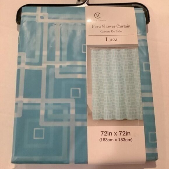 Blue Tile PEVA Shower Curtains NEW - Picture 1 of 3